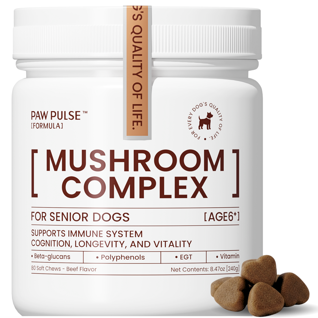 Mushroom immune support lipoma supplement for senior dogs Turkey Tail Reishi Lion's Mane