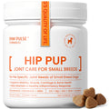 Small breed dog joint care chews: premium glucosamine, MSM, and turmeric formula for healthy mobility, muscle support, and joint inflammation relief.